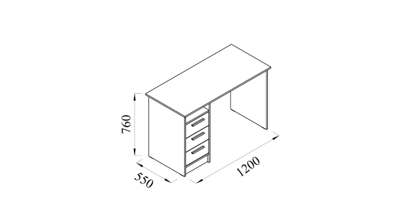 Pracovní stůl NEJBY TRESON II, černá/dub wotan - II. jakost, POUZE OSOBNÍ ODBĚR