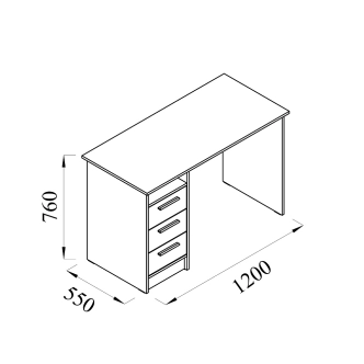 Pracovní stůl NEJBY TRESON II, černá/dub wotan