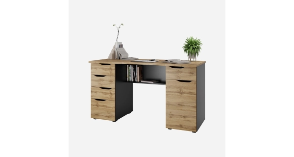 Pracovní stůl NEJBY TRESON III, černá/dub wotan