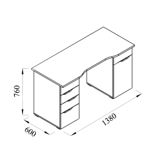 Pracovní stůl NEJBY TRESON III, černá/dub wotan