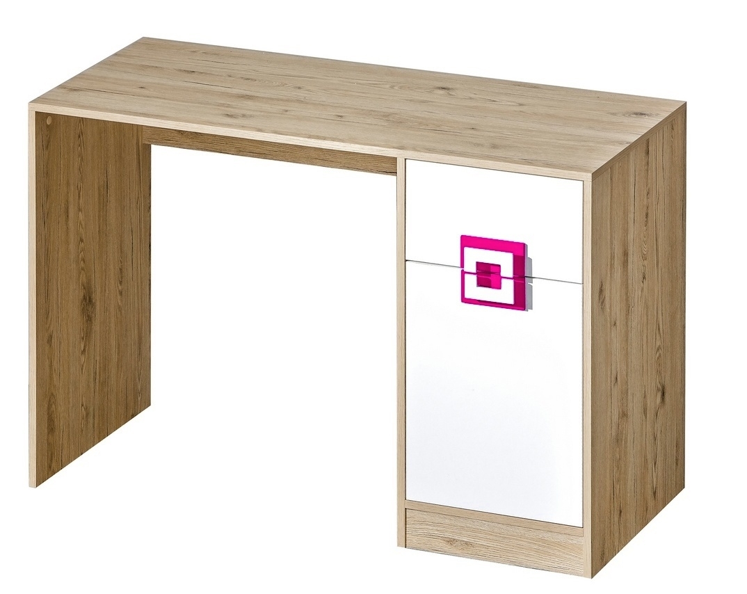 Pracovní stůl UWARA, dub jasný/bílá/růžová