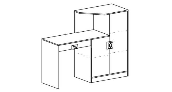 Pracovní stůl s komodou UWARA, dub jasný/bílá