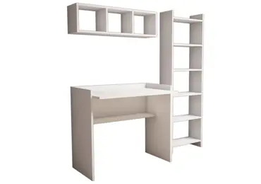 Pracovní stůl s regálem a policí BORDEAUX, bílá