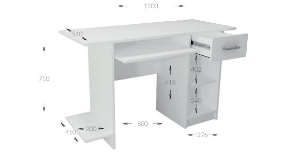 Pracovní stůl VIAN 1D1S pravý, bílá