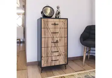 Prádelník CAPS, antracit/dub