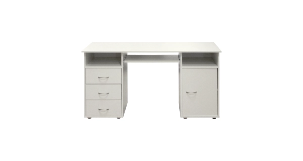 Praktický PC stůl se zásuvkami a skříňkou PAUHUNRI, bílá