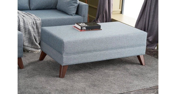 Pravá rohová sedačka s taburetem AMARA, modrá