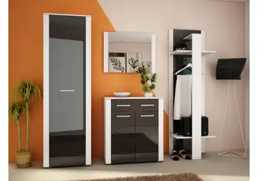 Předsíň ARDENO, bílá/černý lesk