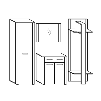 Předsíň ARDENO, dub sonoma tmavý/černý lesk, 5 let záruka