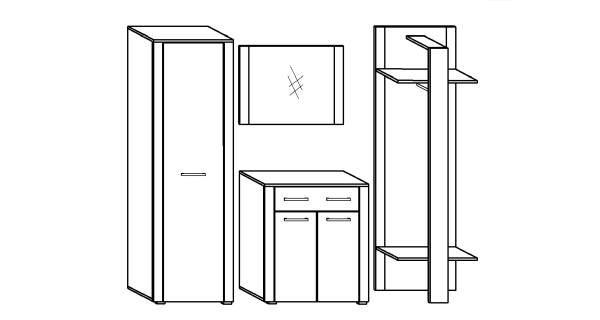 Předsíň ARDENO, dub sonoma tmavý/černý lesk, 5 let záruka