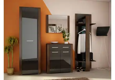 Předsíň ARDENO, dub sonoma tmavý/černý lesk