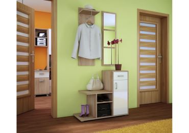 Předsíň BINKA, dub sonoma světlý/bílý lesk