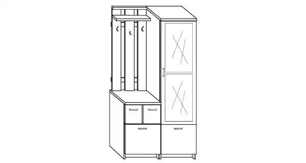 Předsíň CHIRAWA 100 s věšákem a zrcadlem, olše