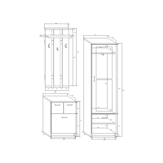 Předsíň CHIRAWA 100 s věšákem, olše