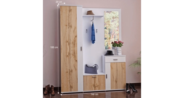 Předsíň HITMER, bílá/dub wotan