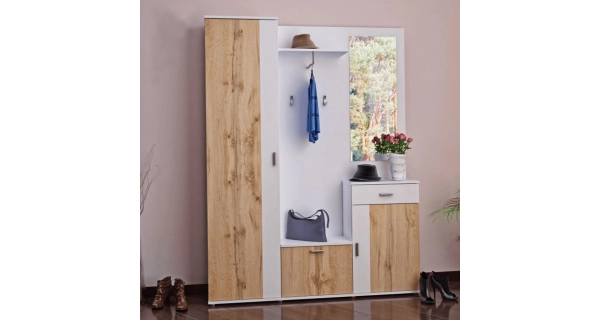 Předsíň HITMER, bílá/dub wotan