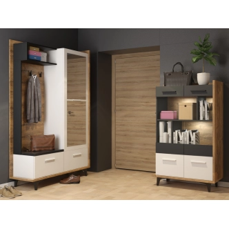 Předsíň KNUT 3D, dub burgundský/bílá/černá, 5 let záruka