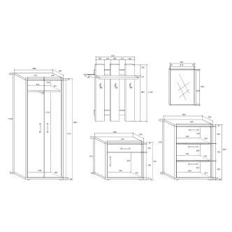 Předsíň LONGFORD, craft tobaco/krém, 5 let záruka