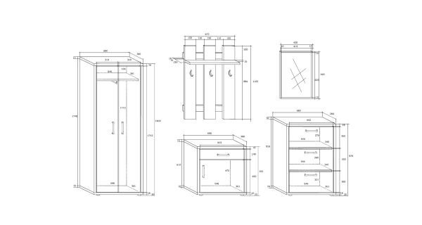 Předsíň LONGFORD, craft zlatý/craft bílý, 5 let záruka