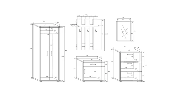 Předsíň LONGFORD, dub sonoma/dub sonoma tmavý