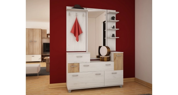 Předsíň NALISE, craft bílý/craft zlatý, 5 let záruka