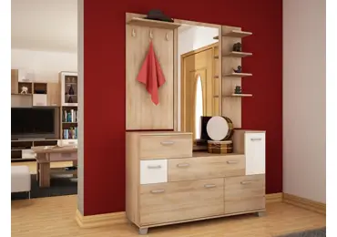 Předsíň NALISE, dub sonoma světlý/bílý lesk