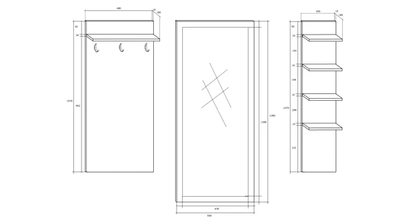 Předsíň NALISE, dub sonoma světlý/dub sonoma tmavý