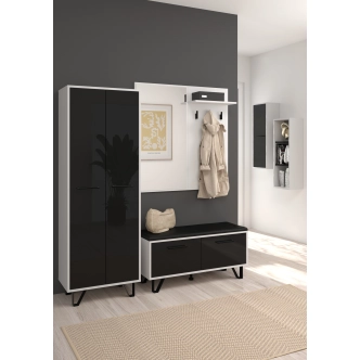 Předsíň PRUDHOE, bílá/černý lesk, 5 let záruka