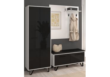 Předsíň PRUDHOE, bílá/černý lesk