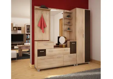 Předsíň se skříní NALISE, dub sonoma světlý/dub sonoma tmavý