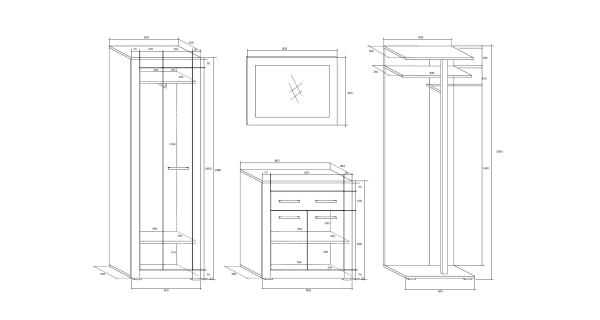 Předsíň VALLAM, bílá/černý lesk, 5 let záruka