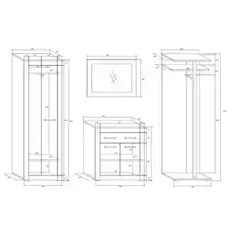 Předsíň VALLAM, craft zlatý/craft tobaco