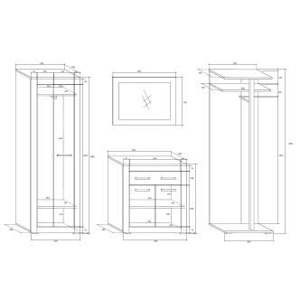 Předsíň VALLAM, dub sonoma tmavý/černý lesk, 5 let záruka