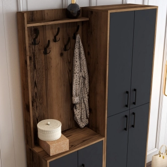 Předsíňová stěna ALFRÉD se skříní, vlašský ořech/antracit