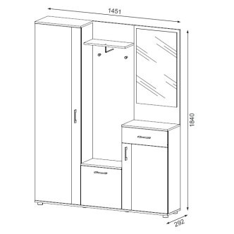 Předsíňová stěna ALTER, dub artisan/bílá DOPRODEJ
