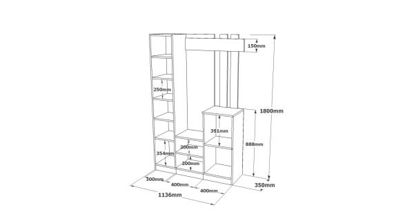 Předsíňová stěna APETTITA 113 cm, atlantská borovice/antracit