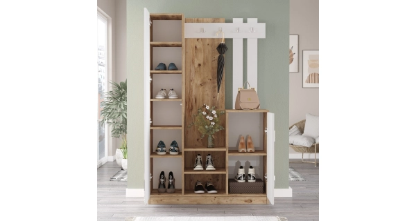 Předsíňová stěna APETTITA 113 cm, atlantská borovice/bílá