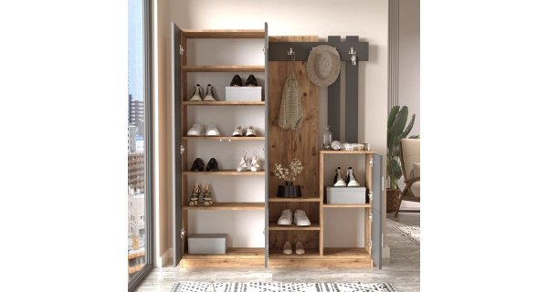 Předsíňová stěna APETTITA 147 cm, atlantská borovice/antracit