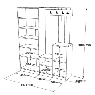 Předsíňová stěna APETTITA 147 cm, atlantská borovice/antracit