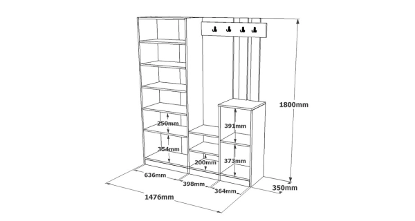 Předsíňová stěna APETTITA 147 cm, atlantská borovice/antracit