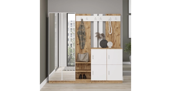 Předsíňová stěna APETTITA 187 cm, atlantská borovice/bílá