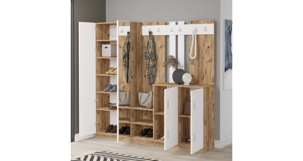 Předsíňová stěna APETTITA 187 cm, atlantská borovice/bílá