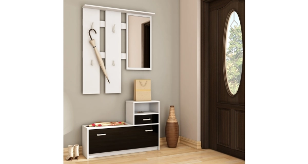 Předsíňová stěna ARARIA, bílá/černý lesk, 5 let záruka