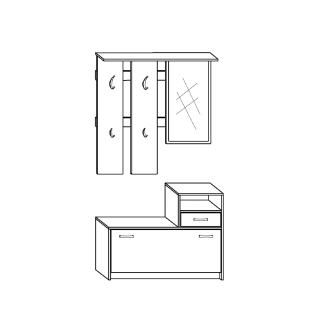 Předsíňová stěna ARARIA, bílá/černý lesk, 5 let záruka