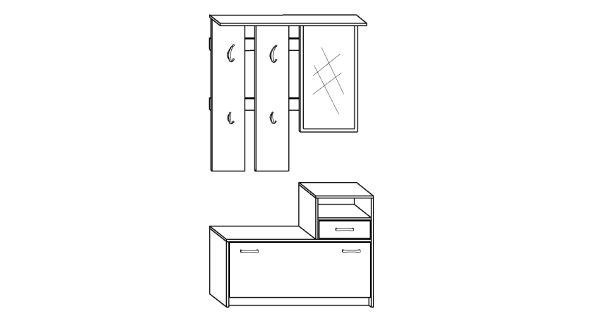 Předsíňová stěna ARARIA, bílá/černý lesk, 5 let záruka