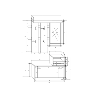 Předsíňová stěna ARARIA, bílá/černý lesk, 5 let záruka