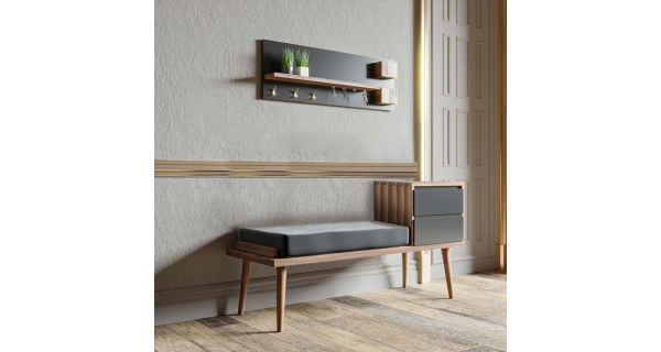 Předsíňová stěna AWIS, vlašský ořech/antracit/šedá