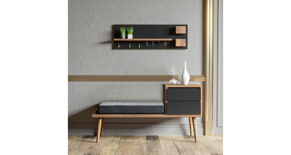 Předsíňová stěna AWIS, vlašský ořech/antracit/šedá