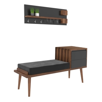 Předsíňová stěna AWIS, vlašský ořech/antracit/šedá