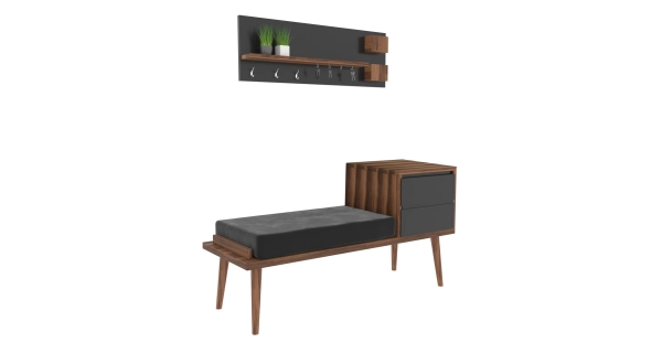 Předsíňová stěna AWIS, vlašský ořech/antracit/šedá